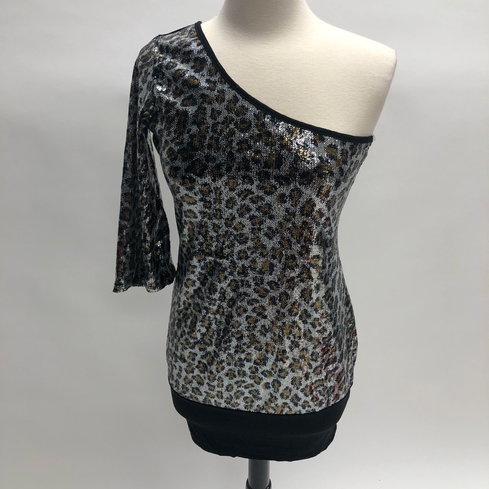 Sequined cheetah mini dress